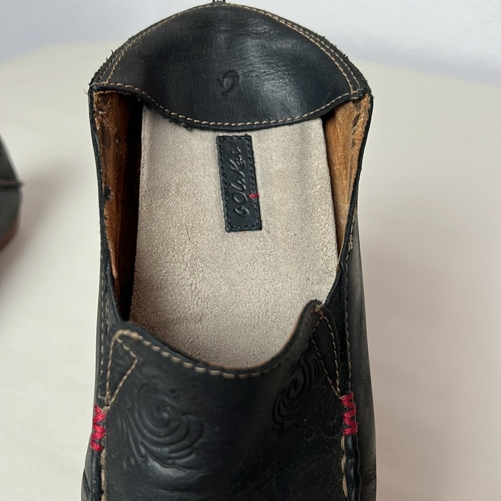 Olukai Nohea Nubuck Leather Slip On Loafer Black Size 6 - Picture 11 of 11